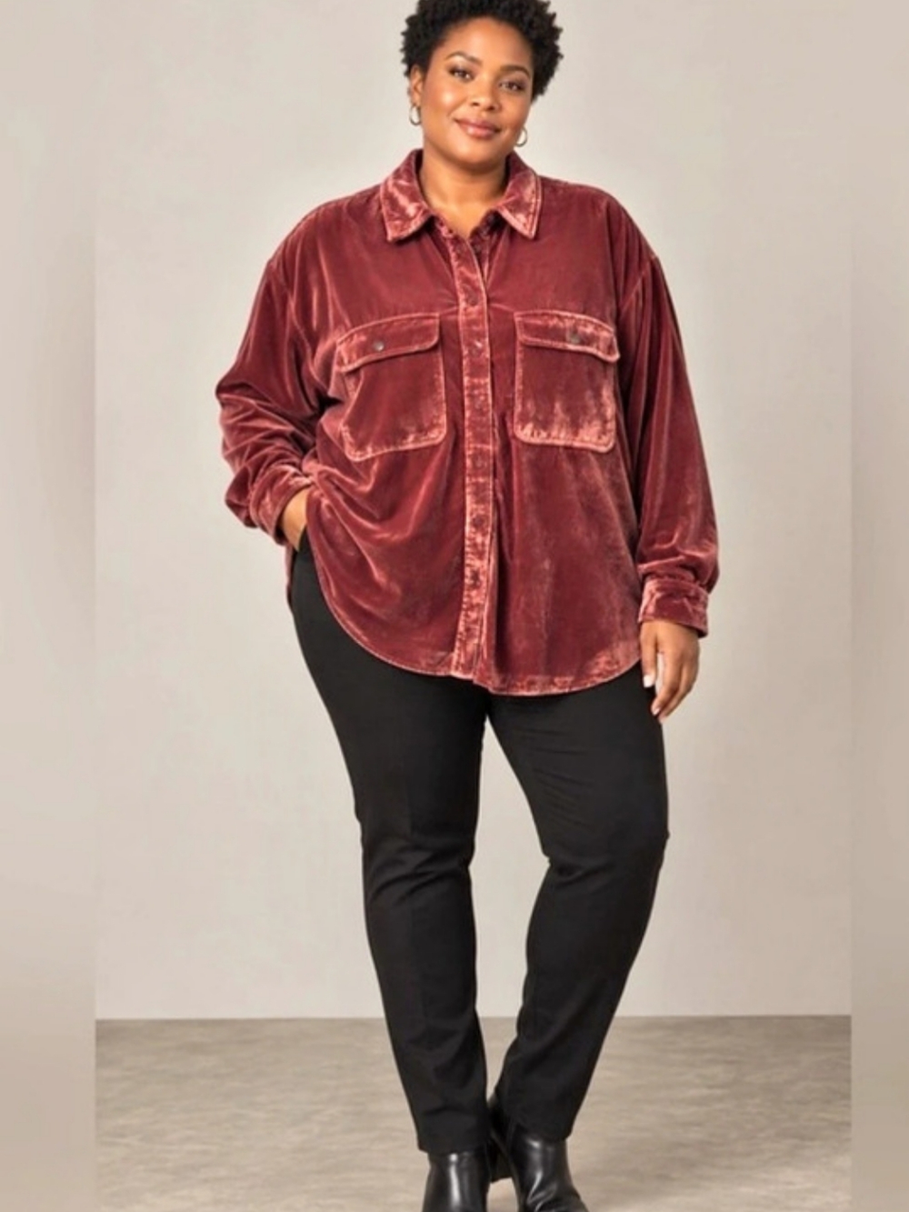 Universal Tread Velvet Maroon Button Down Fall Shirt Size 1X